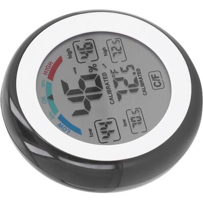 HEAT Elektronisches Thermometer Und Hygrometer Für Drinnen Und Draußen, Rund, Mit Touchscreen, Kabellos Und Lcd-anzeige HEAT Elektronisches Thermometer Und Hygrometer Für Drinnen Und Draußen, Rund, Mit Touchscreen, Kabellos Und Lcd-anzeige