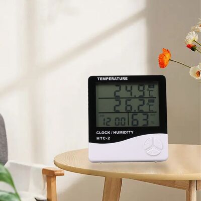 JUTE Hochpräzises Elektronisches Thermometer Und Hygrometer Mit Großem Display Und Wecker JUTE Hochpräzises Elektronisches Thermometer Und Hygrometer Mit Großem Display Und Wecker