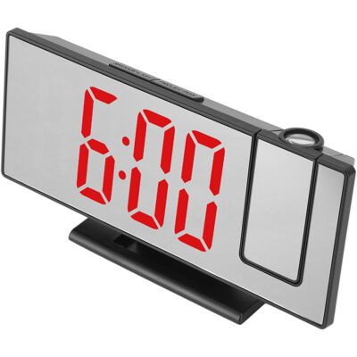 HEAT Digitaler Projektionswecker Mit Usb-ladefunktion, Automatischer Dimmfunktion, Led-spiegelbildschirm, Elektronischer Wecker Für Das Schlafzimmer, Schwarzes Gehäuse, Rote Beleuchtung HEAT Digitaler Projektionswecker Mit Usb-ladefunktion, Automatischer Dimmfunktion, Led-spiegelbildschirm, Elektronischer Wecker Für Das Schlafzimmer, Schwarzes Gehäuse, Rote Beleuchtung
