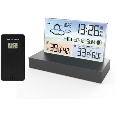 OEM Digitaler Wecker – Tischuhr Mit Wetterstation – Wettervorhersage Für Innenräume – Lcd-touchscreen – 3 Kanäle – Schwarz OEM Digitaler Wecker – Tischuhr Mit Wetterstation – Wettervorhersage Für Innenräume – Lcd-touchscreen – 3 Kanäle – Schwarz