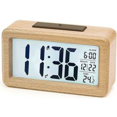 OEM Digitaler Wecker, Tischwecker Aus Holz Mit Sensormodul, Großem Display, Datums- Und Temperaturanzeige, Dessertwecker Mit Schlummerfunktion OEM Digitaler Wecker, Tischwecker Aus Holz Mit Sensormodul, Großem Display, Datums- Und Temperaturanzeige, Dessertwecker Mit Schlummerfunktion