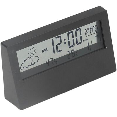 HEAT Multifunktionaler Wecker Mit Großem, Transparentem Lcd-display, Batteriebetrieben, Für Zuhause Und Unterwegs, Schwarz HEAT Multifunktionaler Wecker Mit Großem, Transparentem Lcd-display, Batteriebetrieben, Für Zuhause Und Unterwegs, Schwarz