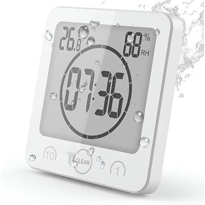 OEM Wasserdichte Badezimmeruhr – Digitaler Lcd-wecker – Thermometer/hygrometer – Weiß OEM Wasserdichte Badezimmeruhr – Digitaler Lcd-wecker – Thermometer/hygrometer – Weiß