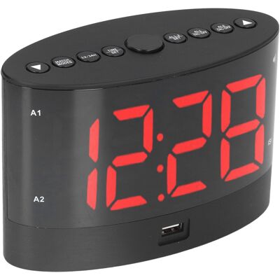 HEAT Wiederaufladbarer Digitaler Wecker Mit Usb-anschluss, 3 Vibrationsmodi Und 2 Zeitanzeigemodi HEAT Wiederaufladbarer Digitaler Wecker Mit Usb-anschluss, 3 Vibrationsmodi Und 2 Zeitanzeigemodi