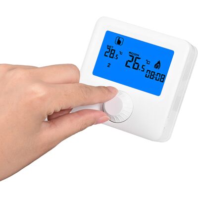 JUTE Hy06rf Drahtloser Smart-thermostat Mit Wöchentlich Programmierbarem Timer, Blauem Display, Kompatibel Mit 5a- Und Gs04530-wandheizkesseln Und Mit Vielfältigen Funktionen. JUTE Hy06rf Drahtloser Smart-thermostat Mit Wöchentlich Programmierbarem Timer, Blauem Display, Kompatibel Mit 5a- Und Gs04530-wandheizkesseln Und Mit Vielfältigen Funktionen.