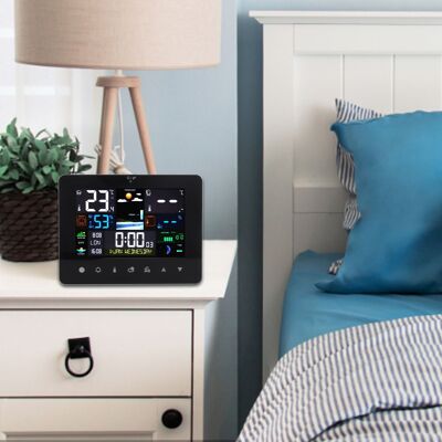 JUTE 3362g Farb-touchscreen-wetteruhr, Temperatur- Und Feuchtigkeitssensor, Wettervorhersageuhr, Usb-wetterstation Mit Großem Bildschirm JUTE 3362g Farb-touchscreen-wetteruhr, Temperatur- Und Feuchtigkeitssensor, Wettervorhersageuhr, Usb-wetterstation Mit Großem Bildschirm