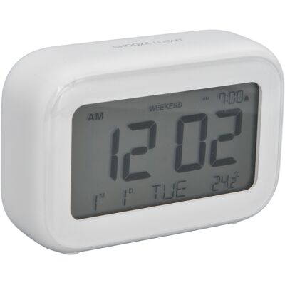HEAT Digitaler Mini-wecker Mit Lcd-display, Schlummerfunktion, 12- Und 24-stunden-anzeige, Für Schlafzimmer, Reisen Und Büro, Weiß HEAT Digitaler Mini-wecker Mit Lcd-display, Schlummerfunktion, 12- Und 24-stunden-anzeige, Für Schlafzimmer, Reisen Und Büro, Weiß