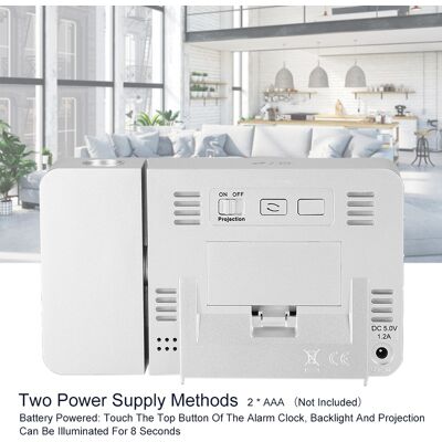 HEAT Multifunktionaler Digitaler Led-wecker Mit Projektion, Temperaturanzeige, Usb-anschluss, Silber HEAT Multifunktionaler Digitaler Led-wecker Mit Projektion, Temperaturanzeige, Usb-anschluss, Silber