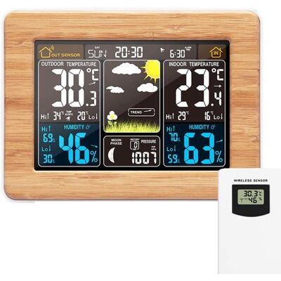 OEM Drahtlose Wetterstation Mit Außensensor – Innen-/außenthermometer, Uhrzeit, Digitalanzeige, Temperatur, Luftfeuchtigkeit, Barometer, Wecker OEM Drahtlose Wetterstation Mit Außensensor – Innen-/außenthermometer, Uhrzeit, Digitalanzeige, Temperatur, Luftfeuchtigkeit, Barometer, Wecker