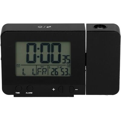 HEAT Schwarzer Projektionswecker Mit Zeit- Und Temperaturanzeige, Lcd-bildschirm, Usb-aufladbarer Wecker Für Zuhause HEAT Schwarzer Projektionswecker Mit Zeit- Und Temperaturanzeige, Lcd-bildschirm, Usb-aufladbarer Wecker Für Zuhause