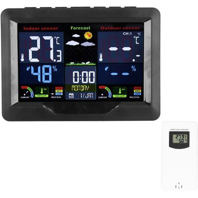 HEAT Drahtlose Wetterstation Mit Uhr, Farbbildschirm, Thermometer, Hygrometer, Kalender Und Wettervorhersage – Präzise Digitale Anzeige HEAT Drahtlose Wetterstation Mit Uhr, Farbbildschirm, Thermometer, Hygrometer, Kalender Und Wettervorhersage – Präzise Digitale Anzeige