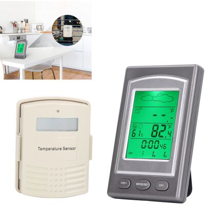 JUTE Zw1268 Drahtloses Digitales Thermometer Und Hygrometer, Wetteruhr, Wetterstation, Drahtloses Thermometer Für Den Innen- Und Außenbereich JUTE Zw1268 Drahtloses Digitales Thermometer Und Hygrometer, Wetteruhr, Wetterstation, Drahtloses Thermometer Für Den Innen- Und Außenbereich