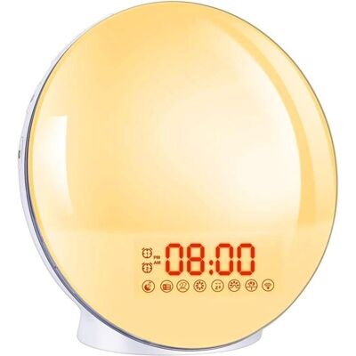 ENLENK Wecker Radio Mit Sanftem Led-licht, Sonnenaufgangssimulator, Nachttischlampe Mit 2 Weckern, 8 Klängen Und 20 Helligkeitsstufen Für Baby- Und Schlafzimmer ENLENK Wecker Radio Mit Sanftem Led-licht, Sonnenaufgangssimulator, Nachttischlampe Mit 2 Weckern, 8 Klängen Und 20 Helligkeitsstufen Für Baby- Und Schlafzimmer