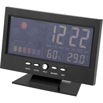 HEAT Digitales Innenthermometer Mit Hygrometer, Uhr, Wecker, Komfortanzeige, Wettervorhersage Und Kalender HEAT Digitales Innenthermometer Mit Hygrometer, Uhr, Wecker, Komfortanzeige, Wettervorhersage Und Kalender