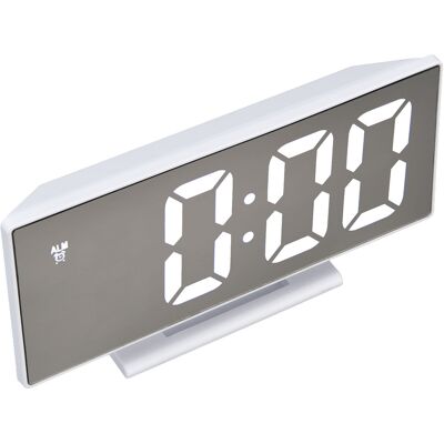 HEAT Digitaler Wecker Mit Led-spiegeldisplay, Usb-ladefunktion, Automatischer Dimmfunktion, Elektronischer Wecker Für Schlafzimmer Und Büro, Weiß HEAT Digitaler Wecker Mit Led-spiegeldisplay, Usb-ladefunktion, Automatischer Dimmfunktion, Elektronischer Wecker Für Schlafzimmer Und Büro, Weiß