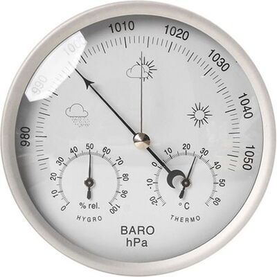 OEM 3-in-1 Analoge Wetterstation Aus Edelstahl Ø132mm - Barometer, Thermometer, Hygrometer OEM 3-in-1 Analoge Wetterstation Aus Edelstahl Ø132mm - Barometer, Thermometer, Hygrometer