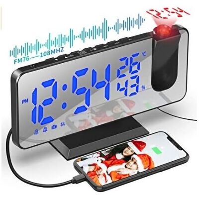 ENLENK Deckenprojektor Wecker, Radio Wecker Mit Deckenprojektion, Mit 7,5-zoll-spiegelbildschirm, Temperaturanzeige, Usb-anschluss, Doppelalarm, 4 Einstellbare Helligkeitsstufen, Digitaler Wecker Für Das Sch ENLENK Deckenprojektor Wecker, Radio Wecker Mit Deckenprojektion, Mit 7,5-zoll-spiegelbildschirm, Temperaturanzeige, Usb-anschluss, Doppelalarm, 4 Einstellbare Helligkeitsstufen, Digitaler Wecker Für Das Sch