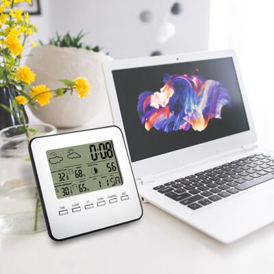 JUTE Kabelloses Innen- Und Außenthermometer Und Hygrometer Mit Wecker JUTE Kabelloses Innen- Und Außenthermometer Und Hygrometer Mit Wecker