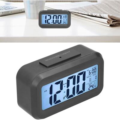 JUTE Digitaler Wecker Mit Großem Lcd-bildschirm Und Schlummerfunktion, Schwarz. JUTE Digitaler Wecker Mit Großem Lcd-bildschirm Und Schlummerfunktion, Schwarz.