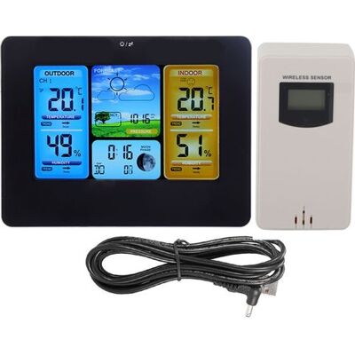 OEM Drahtlose Digitale Lcd-wetterstation Mit Uhr, Thermometer, Innen- Und Außenluftfeuchtigkeitsanzeige (schwarz) OEM Drahtlose Digitale Lcd-wetterstation Mit Uhr, Thermometer, Innen- Und Außenluftfeuchtigkeitsanzeige (schwarz)