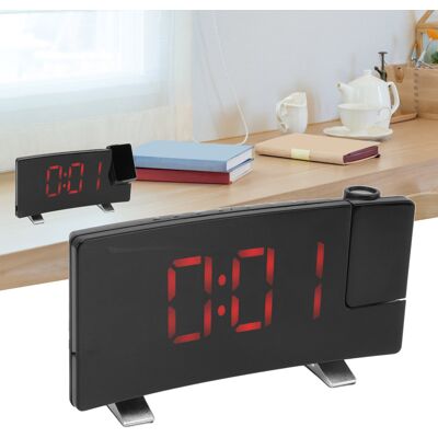 JUTE Projektionswecker Mit Radio, Led-anzeige, Elektronische Uhr, Gebogener Bildschirm, Digitaler Wecker, Kräftige Rote Ziffern JUTE Projektionswecker Mit Radio, Led-anzeige, Elektronische Uhr, Gebogener Bildschirm, Digitaler Wecker, Kräftige Rote Ziffern
