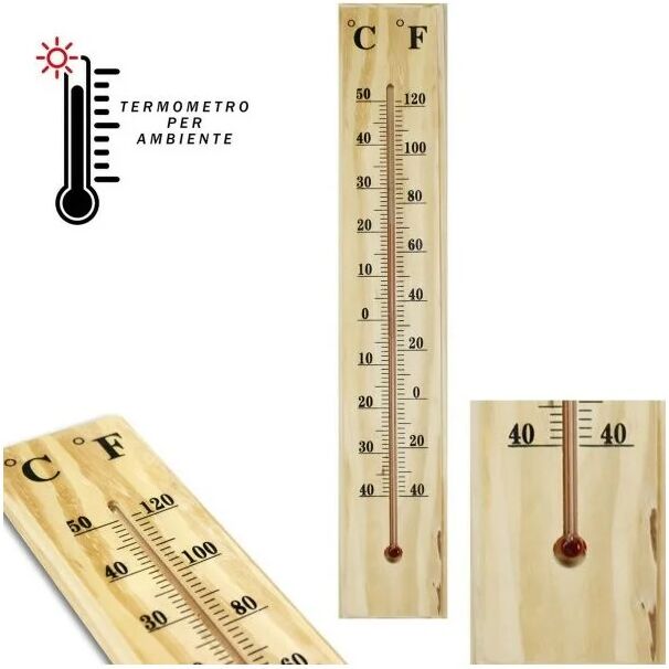 Trade Shop Traesio - innen aussenwandthermometer aus holz °c °f haus büro garten