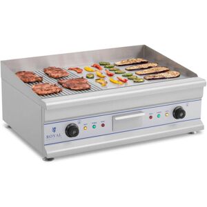 ROYAL CATERING Elektro Grillplatte Griddleplatte Griddle Bräter Grill 75cm geriffelt 2 x 3200 w