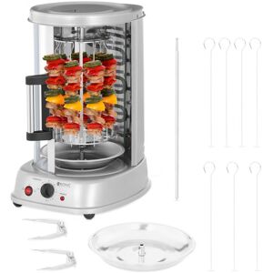 Royal Catering - Vertikalgrill 4In1 Kombi Edelstahl Tischgrill 1500W Hähnchengrill Schaschlik