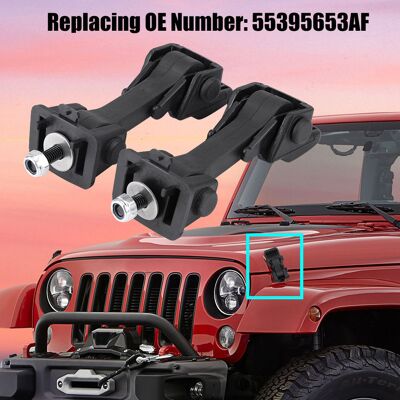 HEAT Satz Mit 2 Motorhaubenverschlüssen Mit Sicherheitsbügeln Für Jeep Wrangler Jk 2007-2016, Teilenummer 55395653af, Robuste Schwarze Befestigungselemente. HEAT Satz Mit 2 Motorhaubenverschlüssen Mit Sicherheitsbügeln Für Jeep Wrangler Jk 2007-2016, Teilenummer 55395653af, Robuste Schwarze Befestigungselemente.