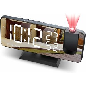 HIASDFLS Alarm Deckenradio fm Weckerprüfung 180 ° Digitaluhr mit 7 'LED-Bildschirmspiegel Laden der USB-Anschlussfunktion Snooze Doppelalarm Digitale Uhr für