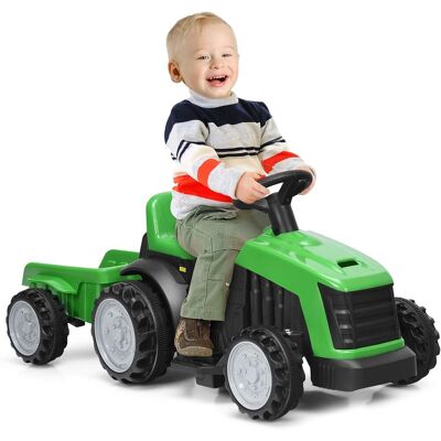 Costway - 6v Kinder Traktor Mit Abnehmbarem Anhaenger, Elektro Traktor 2,5-3 Km/h, 2-gang Kinder Aufsitztraktor Mit Vorwaerts-/rueckwaertsschalter, Geeignet Fuer Kinder Ab 2 Jahren Gruen Costway - 6v Kinder Traktor Mit Abnehmbarem Anhaenger, Elektro Traktor 2,5-3 Km/h, 2-gang Kinder Aufsitztraktor Mit Vorwaerts-/rueckwaertsschalter, Geeignet Fuer Kinder Ab 2 Jahren Gruen