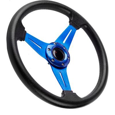 HEAT 14 Zoll (350 Mm) Aluminium-pu-leder-lenkrad, Blau, Universell, Für Sport, Rennsport Und Drift-fahrzeuge HEAT 14 Zoll (350 Mm) Aluminium-pu-leder-lenkrad, Blau, Universell, Für Sport, Rennsport Und Drift-fahrzeuge