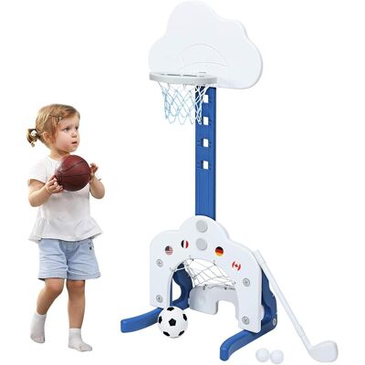 Costway 3 In 1 Kinder Spielplatz, Hoehenverstellbarer Basketballkorb & Fussballtor & Golf, Basketballstaender Inkl. Baelle Und Golf Club, Korbanlage Fuer Kinder Von 2-7 Jahren Weiss Costway 3 In 1 Kinder Spielplatz, Hoehenverstellbarer Basketballkorb & Fussballtor & Golf, Basketballstaender Inkl. Baelle Und Golf Club, Korbanlage Fuer Kinder Von 2-7 Jahren Weiss