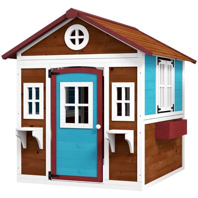 OEM Kinderspielhaus, Holz-spielhaus Für Kinder, Outdoor-gartenspielhaus Mit Fenstern, Blumentöpfe, 3-8 Jahre, Blau OEM Kinderspielhaus, Holz-spielhaus Für Kinder, Outdoor-gartenspielhaus Mit Fenstern, Blumentöpfe, 3-8 Jahre, Blau