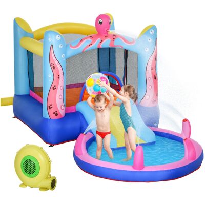 Outsunny Aufblasbare Hüpfburg Mit Rutsche Springburg Spielburg Wasserpark Für Kinder Trampolin Aufblasbar Wasserrutsche Pool Für 3-8 Jahre Oktopus-muster Oxfordstoff 360 X 175 X 180 Cm Outsunny Aufblasbare Hüpfburg Mit Rutsche Springburg Spielburg Wasserpark Für Kinder Trampolin Aufblasbar Wasserrutsche Pool Für 3-8 Jahre Oktopus-muster Oxfordstoff 360 X 175 X 180 Cm