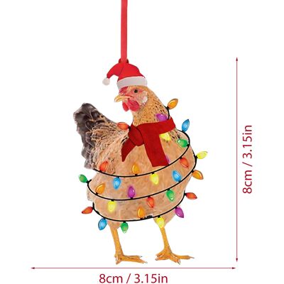 HEAT Weihnachtsschal Mit Hühneranhänger, Niedlicher Weihnachtsbaum-anhänger Aus Holz, Hühner-hahn-anhänger Für Drinnen Und Draußen, Festtags- Und Partydekoration HEAT Weihnachtsschal Mit Hühneranhänger, Niedlicher Weihnachtsbaum-anhänger Aus Holz, Hühner-hahn-anhänger Für Drinnen Und Draußen, Festtags- Und Partydekoration