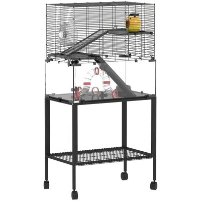 OEM Hamsterkäfig, Kleintiergehege Mit 3 Ebenen, Laufrad, Hütte, Plattformen, Rampen, Futterschale, Wasserflasche, Zubehör, Stahl, Kunststoff, Schwarz OEM Hamsterkäfig, Kleintiergehege Mit 3 Ebenen, Laufrad, Hütte, Plattformen, Rampen, Futterschale, Wasserflasche, Zubehör, Stahl, Kunststoff, Schwarz