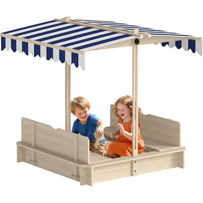Outsunny - Sandkasten Sandkiste Aus Holz Für Garten Sandkasten Mit Dach Felix Kindersandkasten Mit Dach Abnehmbar Rücklehnen Verstellbar Tannenholz 3-7 Jahren 106 X 106 X 115 Cm Natur Outsunny - Sandkasten Sandkiste Aus Holz Für Garten Sandkasten Mit Dach Felix Kindersandkasten Mit Dach Abnehmbar Rücklehnen Verstellbar Tannenholz 3-7 Jahren 106 X 106 X 115 Cm Natur