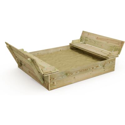 Sandkasten Flippey Mit Klappdeckel - Sandkasten Mit Sitzbank Und Integriertem Deckel - 130 X 165 Cm - Wickey Sandkasten Flippey Mit Klappdeckel - Sandkasten Mit Sitzbank Und Integriertem Deckel - 130 X 165 Cm - Wickey
