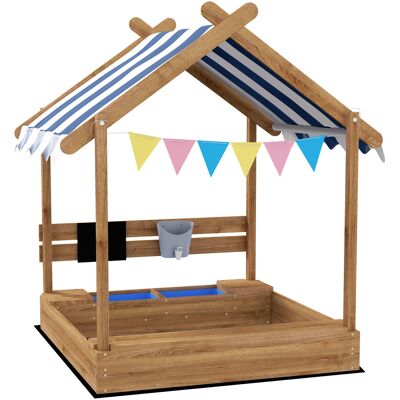 OEM Sandkasten Mit Sonnenschutz, Spielhaus-design, Mit Spielzeug-set, Behandeltes Massivholz, 124 X 116 X 146 Cm, Braun OEM Sandkasten Mit Sonnenschutz, Spielhaus-design, Mit Spielzeug-set, Behandeltes Massivholz, 124 X 116 X 146 Cm, Braun