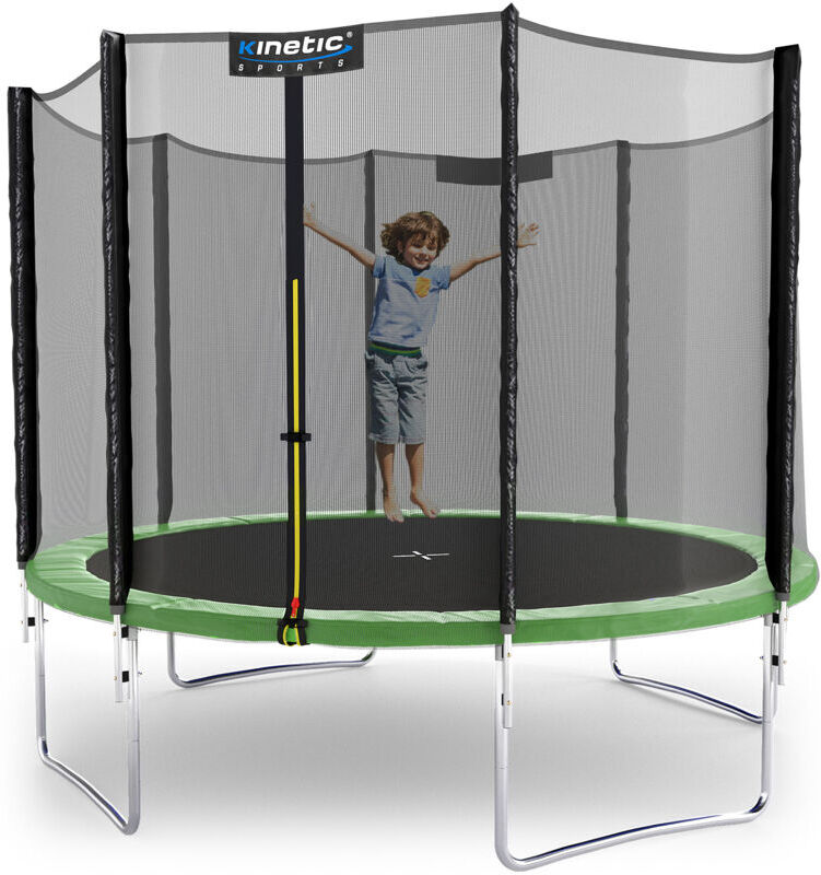 KINETIC SPORTS Trampolin Outdoor SALTO - TÜV Rheinland geprüft, Kindertrampolin Set mit Netz, Randpolster, USA Sprungruch - Ø 305 cm, Grün-4