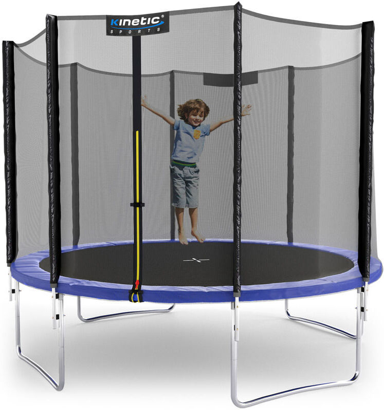 Trampolin Outdoor salto - tüv Rheinland geprüft, Kindertrampolin Set mit Netz, Randpolster, usa Sprungruch - ø 305 cm, blau - Kinetic Sports