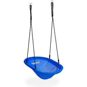 Nestschaukel Outdoor, für Kinder & Erwachsene, verstellbar, bis 100 kg, Garten Hängesessel 100 x 60 cm, blau - Relaxdays