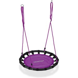 Nestschaukel, runde Hängeschaukel, für Kinder & Erwachsene, verstellbar, draußen, ø: 80 cm, bis 100 kg, lila - Relaxdays