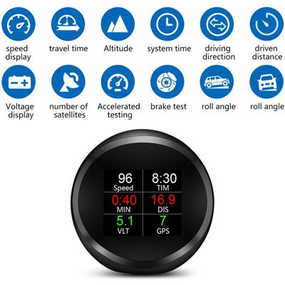 JUTE Universeller Digitaler Geschwindigkeitsmesser, Head-up-display Für Autos, Obd2+gps-modus, Intelligentes Armaturenbrett Mit Neigungsmesser, Kompass, Geschwindigkeitsmesser, Drehzahlmesser Und Warnfunkt JUTE Universeller Digitaler Geschwindigkeitsmesser, Head-up-display Für Autos, Obd2+gps-modus, Intelligentes Armaturenbrett Mit Neigungsmesser, Kompass, Geschwindigkeitsmesser, Drehzahlmesser Und Warnfunkt