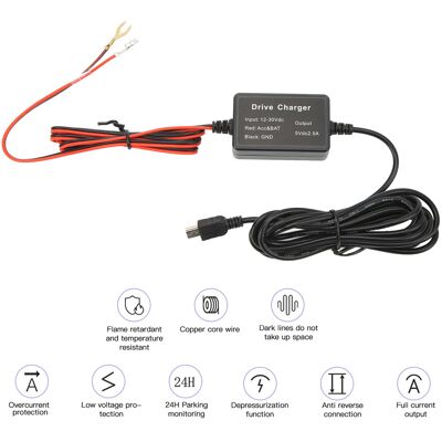 JUTE Dashcam-verkabelungsset, Mini-usb-adapter Für Dashcam, Gps Für Dashcam, 12v-30v Auf 5v Dashcam-verkabelungsset JUTE Dashcam-verkabelungsset, Mini-usb-adapter Für Dashcam, Gps Für Dashcam, 12v-30v Auf 5v Dashcam-verkabelungsset