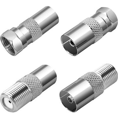 TORMATOR Tv-antennenadapter F Koaxialadapter - Tv-koaxialanschluss-set, Für Satellitenkabel, Fernseher, Router, Modem, Dvb-t-receiver Und Wandsteckdose, F-stecker-umwandlung, Silber (4 Stück) TORMATOR Tv-antennenadapter F Koaxialadapter - Tv-koaxialanschluss-set, Für Satellitenkabel, Fernseher, Router, Modem, Dvb-t-receiver Und Wandsteckdose, F-stecker-umwandlung, Silber (4 Stück)
