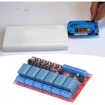JUTE Sechskanal-relaismodul Mit 5v/12v/24v-verriegelungsschalter, High- Und Low-trigger, Sechskanal-relais-erweiterungsplatine JUTE Sechskanal-relaismodul Mit 5v/12v/24v-verriegelungsschalter, High- Und Low-trigger, Sechskanal-relais-erweiterungsplatine