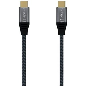 Kabel usb 3.2 Typ-c Aisens a107-0634/ usb Typ-c Stecker - usb Typ-c Stecker / 2m/ grau