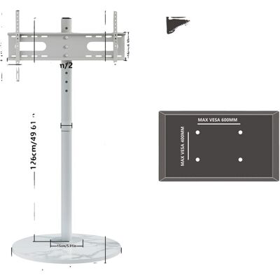 OEM Tv-ständer, Höhenverstellbar, Robustes, Mobiles Design, Weiß OEM Tv-ständer, Höhenverstellbar, Robustes, Mobiles Design, Weiß